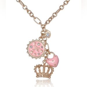 🔹️Juicy Couture 🔹️ Crown Pink Heart Charm Layered Necklace